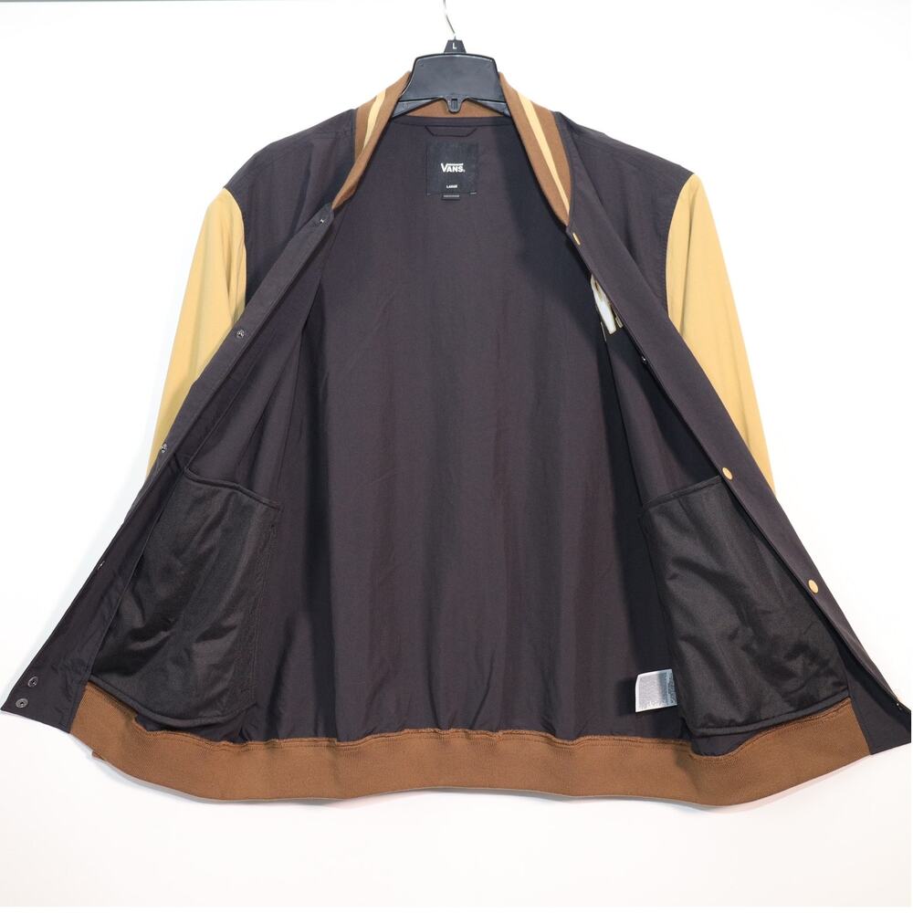 Vans Men’s Nylon Varsity Bomber Jacket – Black & Antelope Tan – Size Large – NWT - Picture 7 of 9